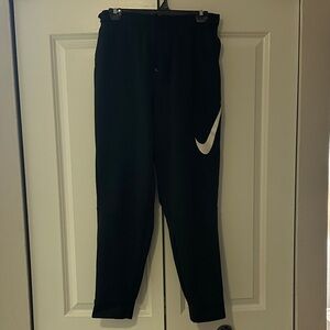 Nike Dri-Fit Black Sweatpants with Large White Swoosh